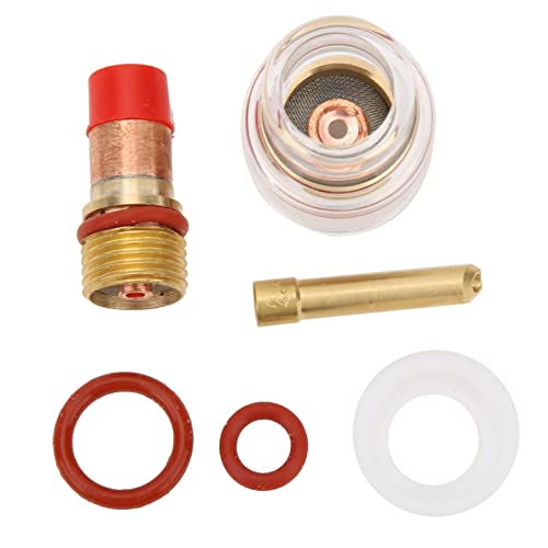 WP‑17/18/26 Welding Torch Guide Fluid Collet Kit with Transparent Glass Cover, Complete Accessories for Tungsten Pin Head Clips 1.6/2.4/3.2mm, Copper (3.2mm) von FUZHUI