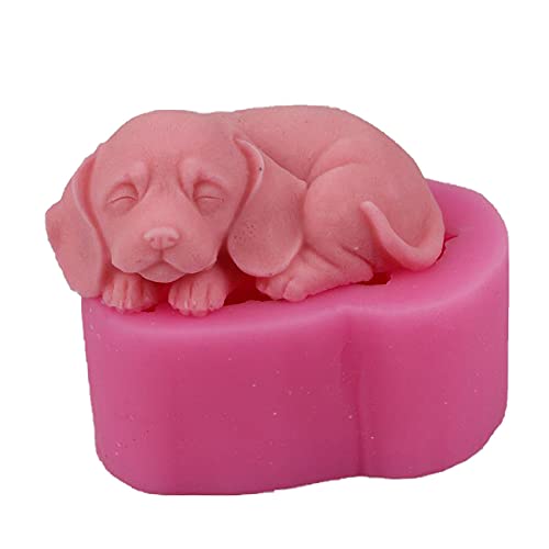 FUZITONG CAI 3D Silikonform Hund Form 3D Hundeform Tier Backformen FüR Fondant Kuchen Verwendet FüR Weiche SüßIgkeiten-Ton-Harz,Die KüChe Cupcake-Dekoration Silikon-EiswüRfelform Herstellt, Pink von FUZITONG CAI