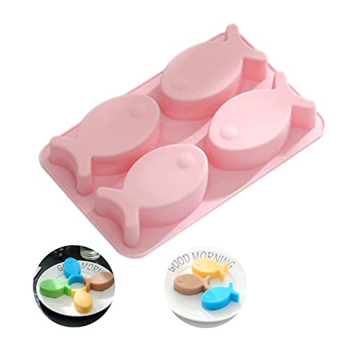 FUZITONG CAI Cartoon Fisch Silikon GießForm Fische Fisch Silikonform Fondant Form Epoxy Formen Kuchen SüßIgkeit Schokolade Brot Fudge Bakeware Handgemachte Seifenherstellung Silikon-Form, Pink von FUZITONG CAI