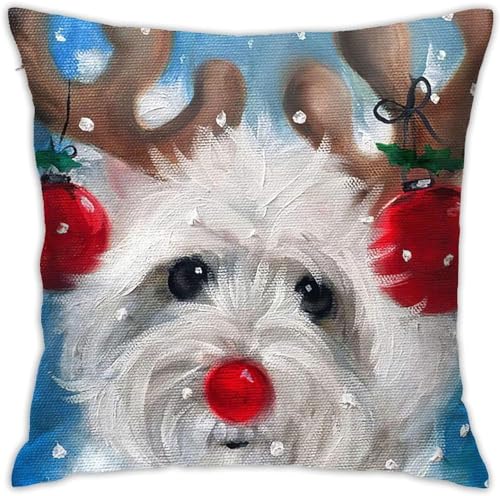 FUkker Kissenbezug, West Highland White Terrier Hund Hirsch, dekorativer Überwurf-Kissenbezug, weiche Kissenbezüge, 50 x 50 cm, für Schlafzimmer, Sofa von FUkker