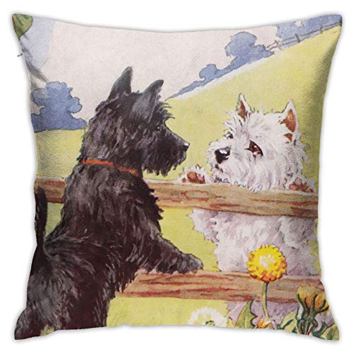 FUkker Kissenbezug, schottischer Terrier, Hund, West Highland Terrier, dekorativer Überwurf-Kissenbezug, weiche Kissenbezüge, 50 x 50 cm, für Schlafzimmer, Sofa von FUkker