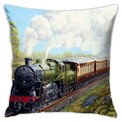 FUkker Kissenbezug,Dampfzug und Eisenbahn, dekorativer Überwurf-Kissenbezug, weiche Kissenbezüge, 45 x 45 cm, für Schlafzimmer, Sofa von FUkker