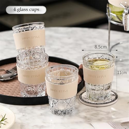 2,5/3,5 l Glaswasserspender mit Wasserhahn, Wasserkocher, Getränkekrug, Eistee, mit Früchten angereicherte Getränke, Sommer(4 Cups) von FVCTGHZ