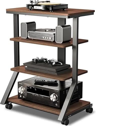 FVCTGHZ 4Tier AV Media Stand with Wheels,Mobile Rack Audio Tower with Height Adjustable Shelves von FVCTGHZ
