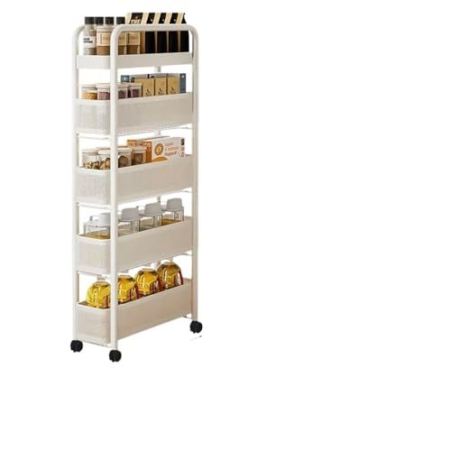FVCTGHZ Kitchen Multi-Functional Trolley Vegetables Baskets Mobile Cart Snack Rack Living Room Shelves(4L-White) von FVCTGHZ