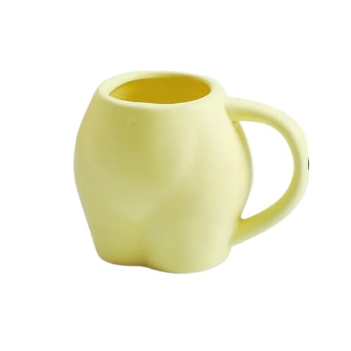 FVCTGHZ Kreative Keramiktasse Milchkaffeetasse abstrakte Körperform Wassertasse Hintern Untere Hauptdekoration(YELLOW 1PC) von FVCTGHZ