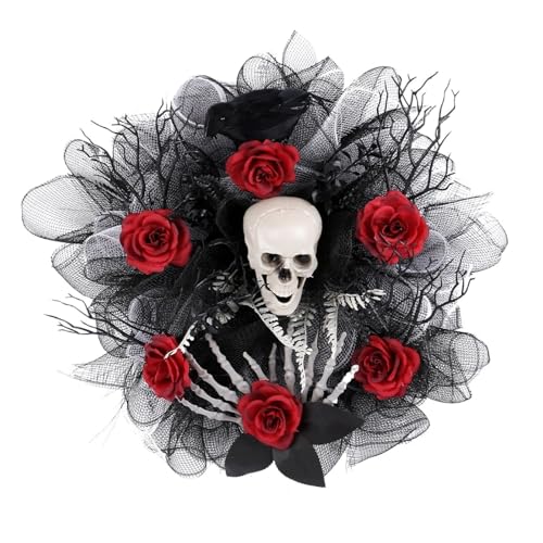 Halloween Dekorationen Geisterkopf Schädel Geisterhand Girlande Rot Schwarz Rose Mesh Girlande Wandbehang Halloween Dekorationen Geisterkopf Schädel Geisterhand Girlande Rot Schwarz Rose Mesh Girlande Wandbehang von FVCTGHZ