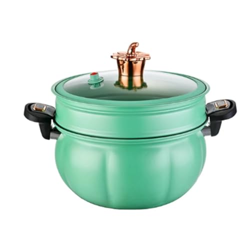 Haushaltssuppentopf Kürbis-Mikrodrucktopf Multifunktions-Gaskocher Universal-Schmortopf(01 Green 28cm 8L) von FVCTGHZ
