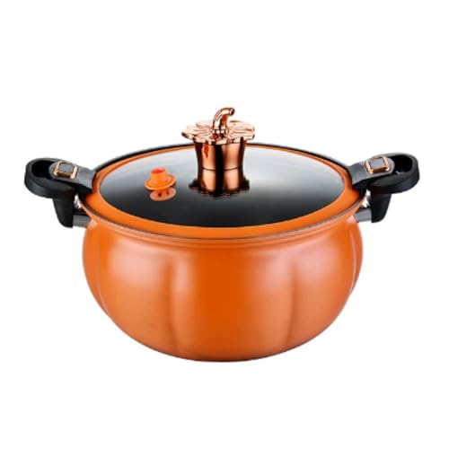 Haushaltssuppentopf Kürbis-Mikrodrucktopf Multifunktions-Gaskocher Universal-Schmortopf(02 Orange 28cm 8L) von FVCTGHZ