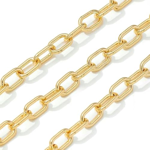 1 Meter 14K vergoldete Messingkette, 7 mm, großes Kabel, Massenketten für Halsketten, Armbänder, Schmuckherstellung, DIY-Zubehör – 14K vergoldet – 1 Meter von FVFIJH
