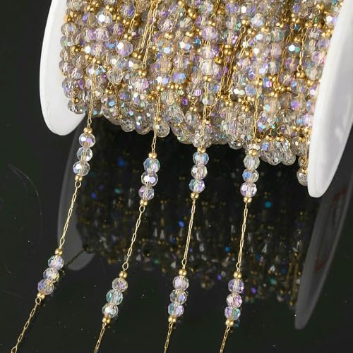 1 Meter Edelstahl Bunte Kristallperlenkette für DIY handgefertigte Halsketten Armbänder Schmuckherstellung Zubehör-klar von FVFIJH