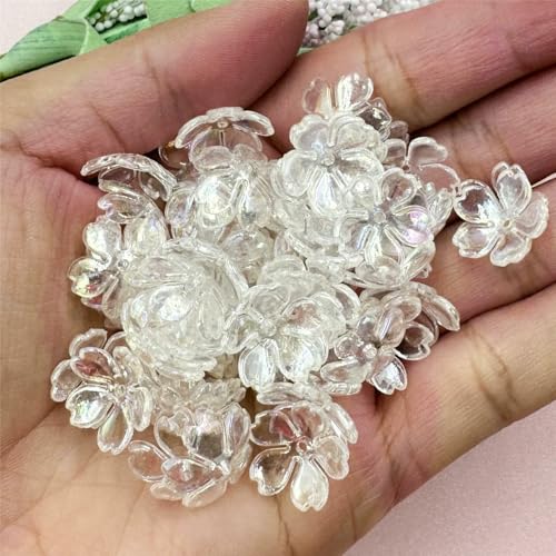 100 Stück/Beutel, 15 mm, Acryl, zum Selbermachen, Galsang-Blumen, lose Perlen für Ohrringe, Schmuckherstellung, Halsketten, Armbänder, Weiß 100 Stück/Beutel, 15 mm, Acryl, zum Selbermachen, Galsang-Blumen, lose Perlen für Ohrringe, Schmuckherstellung, Halsketten, Armbänder, Weiß von FVFIJH