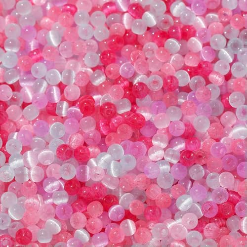 100 Stück Glas-Imitat-Katzenaugen-Perlen, rund, bunt, gerades Loch, lose Perlen, handgefertigt, DIY-Perlen, Ohrringe, Zubehör, Armbänder, Stil 08–4,0 mm x 100 Stück von FVFIJH