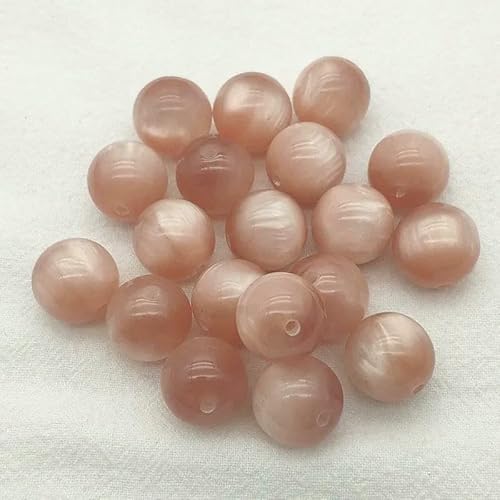 12/16/20 mm große, runde Perlen aus Kunstharz mit Katzenaugen-Effekt für handgefertigte Halsketten, DIY-Teile. Schmuckzubehör und -Komponenten, Pfirsich, 12 mm, 500 Stück von FVFIJH