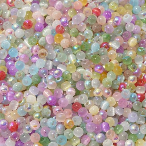 150 Stück 4,0 mm Katzenaugen-Saatglas, mehrfarbige lose Reiskissenperlen, zur Schmuckherstellung, DIY-Modeohrringe, MX10-4,0 mm von FVFIJH
