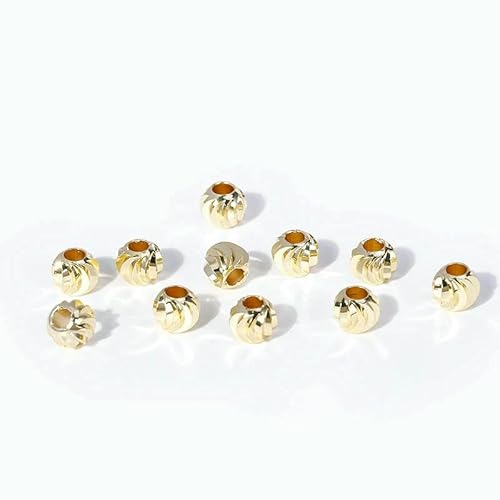 18 Karat vergoldete Abstandsperlen für Schmuck, 2,5–6 mm, Armbänder, Perlen, Schmuckherstellung, DIY-Zubehör, Trenner für Perlen – 14 Karat vergoldet_a-5 mm – 50 Stück von FVFIJH
