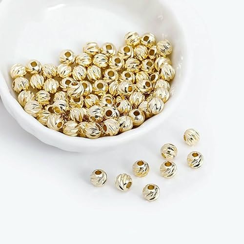 18K vergoldete Spacer Perlen für Schmuck, 2,5–6 mm Armbänder Perlen Schmuckherstellung DIY Zubehör, Trenner für Perlen-14K vergoldet-2,5 MM-100 Stück von FVFIJH