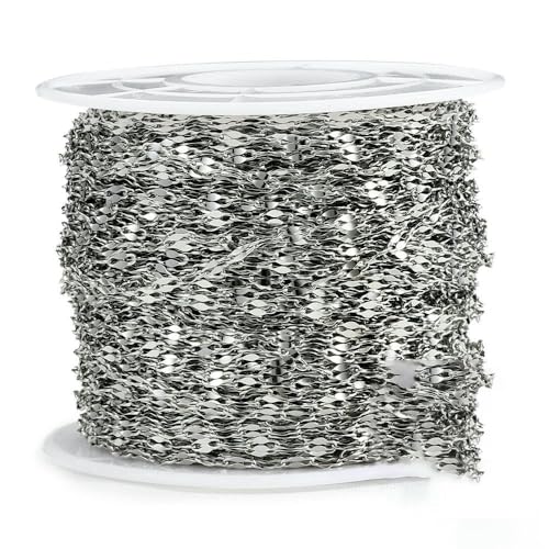 2 Meter Edelstahl-Gliederkabel, Goldketten für die Herstellung von DIY-Schmuck, Kettenperlen, Ketten, Halsketten, Armbänder, Fußkettchen, Komponenten, Stahl, 2 mm von FVFIJH
