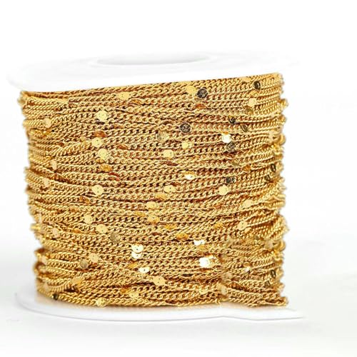 2 Meter Edelstahl-Gliederkabel, Goldketten für die Herstellung von DIY-Schmuck, Kettenperlen, Ketten, Halsketten, Armbänder, Fußkettchen, Komponenten – Gold 1,2 mm 2 Meter Edelstahl-Gliederkabel, Goldketten für die Herstellung von DIY-Schmuck, Kettenperlen, Ketten, Halsketten, Armbänder, Fußkettchen, Komponenten – Gold 1,2 mm von FVFIJH