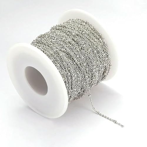 2 Meter Edelstahl-Gliederkabel, Goldketten für die Herstellung von DIY-Schmuck, Kettenperlen, Ketten, Halsketten, Armbänder, Fußkettchen, Komponenten – Stahl, flach, 1,5 x 2,5 mm 2 Meter Edelstahl-Gliederkabel, Goldketten für die Herstellung von DIY-Schmuck, Kettenperlen, Ketten, Halsketten, Armbänder, Fußkettchen, Komponenten – Stahl, flach, 1,5 x 2,5 mm von FVFIJH