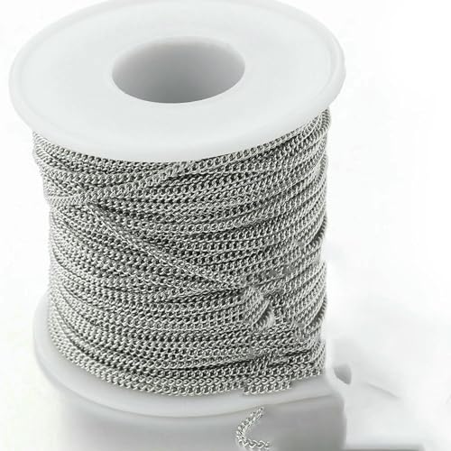 2 Meter Edelstahl-Verbindungskabel, Goldketten für die Herstellung von DIY-Schmuck, Kettenperlen, Ketten, Halsketten, Armbänder, Fußkettchen, Komponenten-Stahl 2 mm_a 2 Meter Edelstahl-Verbindungskabel, Goldketten für die Herstellung von DIY-Schmuck, Kettenperlen, Ketten, Halsketten, Armbänder, Fußkettchen, Komponenten-Stahl 2 mm_a von FVFIJH