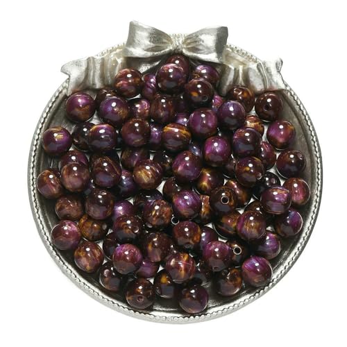 20–50 Stück/Los Glitzer-Mitation-Katzenauge, runde Harzperlen, lose Perlen für DIY-Charm-Halsketten, Armbänder, Schmuckherstellung, Erkenntnisse – Orange-Lila – 8 mm x 20 Stück von FVFIJH
