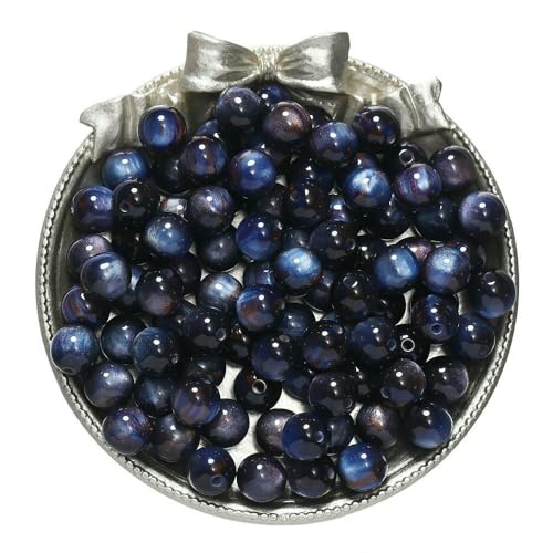 20–50 Stück/Los Glitzernde Katzenaugen-Perlen, runde Harzperlen, lose Perlen für DIY-Charm-Halsketten, Armbänder, Schmuckherstellung, Erkenntnisse, Blau, 8 mm x 20 Stück von FVFIJH