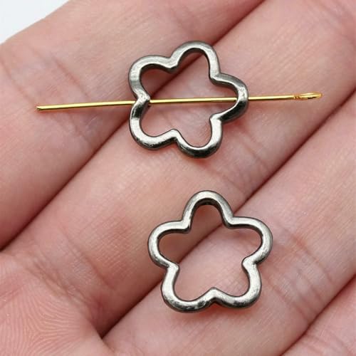 20 Stück 16 x 16 mm Blumen-Charms, kleine Löcher, Perlen, hohle Blumen-Charms, Perlen zur Schmuckherstellung, Farbe: Gun Black 20 Stück 16 x 16 mm Blumen-Charms, kleine Löcher, Perlen, hohle Blumen-Charms, Perlen zur Schmuckherstellung, Farbe: Gun Black von FVFIJH