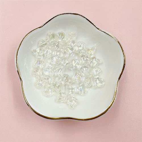 30 Stück/Beutel, transparent, glänzend, kleine Schleifenperlen, AB-Farbe, Schmuckzubehör, Handykette, DIY-Material, Weiß von FVFIJH