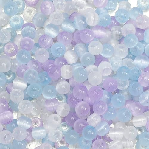 4,0 mm, 10 g/Beutel, Glas-Katzenaugen-Reisperlen, einzigartige lose Perlen, handgefertigt, DIY-Schmuck, Armbänder, Ohrringe, Zubehör, Stil 14 – 4,0 mm, ca. 150 Stück von FVFIJH