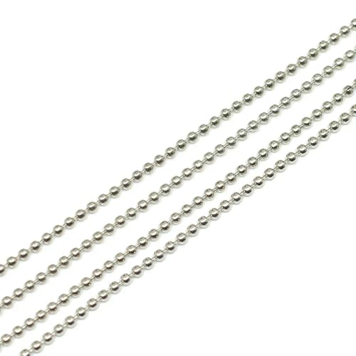 5 m/Los 1,2 1,5 2,0 mm Metallkugelperlenketten, Befunde, Massenkettenkette für Schmuckherstellung, Zubehör, DIY-Zubehör, Rhodium, 2,0 mm von FVFIJH