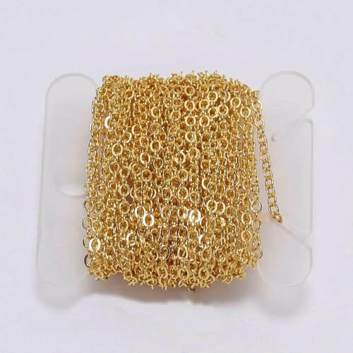 5 m/Los vergoldete/bronzebeschichtete Halskettenkette zur Schmuckherstellung, DIY-Halskettenketten, Materialien, handgefertigte Lieferungen, Gold, 2,0 mm x 5 m 5 m/Los vergoldete/bronzebeschichtete Halskettenkette zur Schmuckherstellung, DIY-Halskettenketten, Materialien, handgefertigte Lieferungen, Gold, 2,0 mm x 5 m von FVFIJH