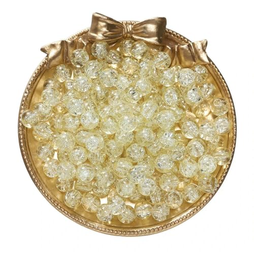 50/100 Stück 8 mm Glas-Crackle-Perlen, lose Abstandsperlen für die Schmuckherstellung, DIY, handgefertigte Ohrringe, Armbänder, Halsketten, Zubehör, Gelb, 100 Stück von FVFIJH