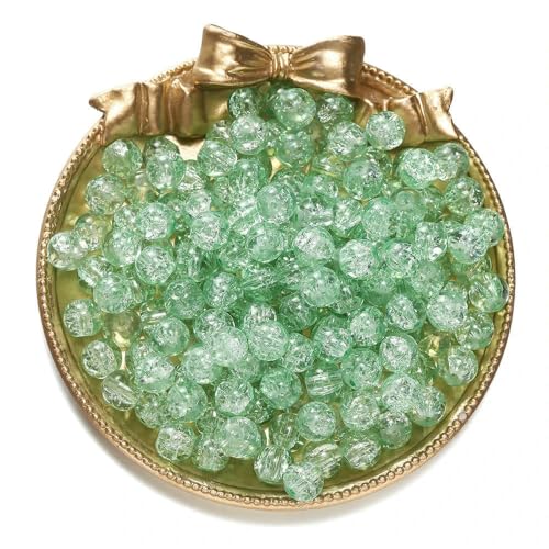 50/100 Stück 8 mm Glas-Crackle-Perlen, lose Abstandsperlen für die Schmuckherstellung, DIY, handgefertigte Ohrringe, Armbänder, Halsketten, Zubehör, Grün, 50 Stück von FVFIJH