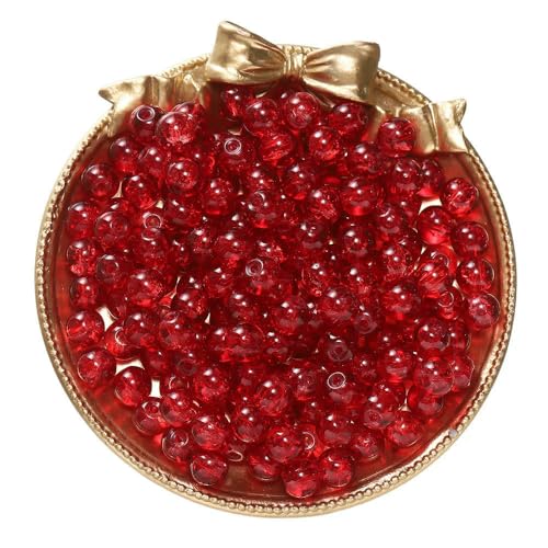50/100 Stück 8 mm Glas-Crackle-Perlen, lose Abstandsperlen für die Schmuckherstellung, DIY, handgefertigte Ohrringe, Armbänder, Halsketten, Zubehör, Rot, 100 Stück von FVFIJH