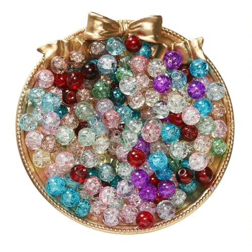 50/100 Stück 8 mm Glas-Crackle-Perlen, lose Abstandsperlen für die Schmuckherstellung, DIY, handgefertigte Ohrringe, Armbänder, Halsketten, Zubehör, gemischte Farben, 100 Stück von FVFIJH