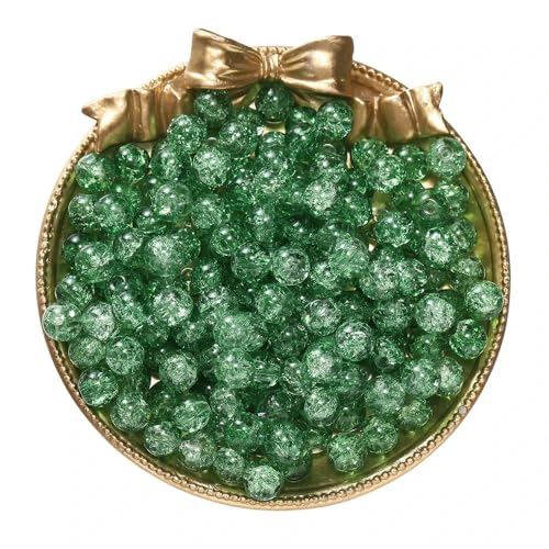 50/100 Stück 8 mm Glas-Crackle-Perlen, lose Abstandsperlen für die Schmuckherstellung, DIY, handgefertigte Ohrringe, Armbänder, Halsketten, Zubehör – Dunkelgrün – 100 Stück von FVFIJH