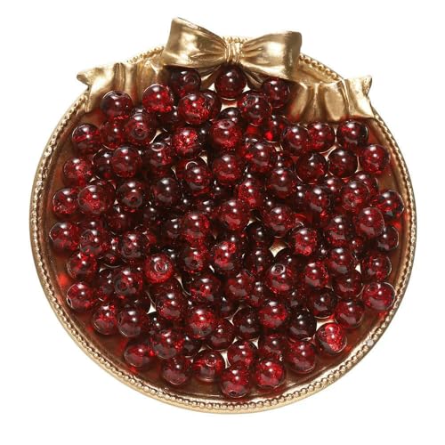 50/100 Stück 8 mm Glas-Crackle-Perlen, lose Abstandsperlen für die Schmuckherstellung, DIY, handgefertigte Ohrringe, Armbänder, Halsketten, Zubehör – Dunkelrot – 100 Stück von FVFIJH