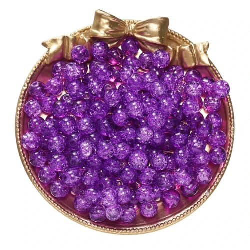 50/100 Stück 8 mm Glas-Crackle-Perlen, lose Abstandsperlen für die Schmuckherstellung, DIY, handgefertigte Ohrringe, Armbänder, Halsketten, Zubehör – Dunkelviolett – 50 Stück von FVFIJH