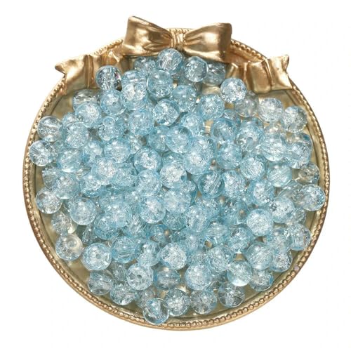 50/100 Stück 8 mm Glas-Crackle-Perlen, lose Abstandsperlen für die Schmuckherstellung, DIY, handgefertigte Ohrringe, Armbänder, Halsketten, Zubehör – Hellblau – 50 Stück von FVFIJH