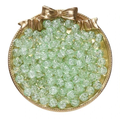 50/100 Stück 8 mm Glas-Crackle-Perlen, lose Abstandsperlen für die Schmuckherstellung, DIY, handgefertigte Ohrringe, Armbänder, Halsketten, Zubehör – Hellgrün – 100 Stück von FVFIJH