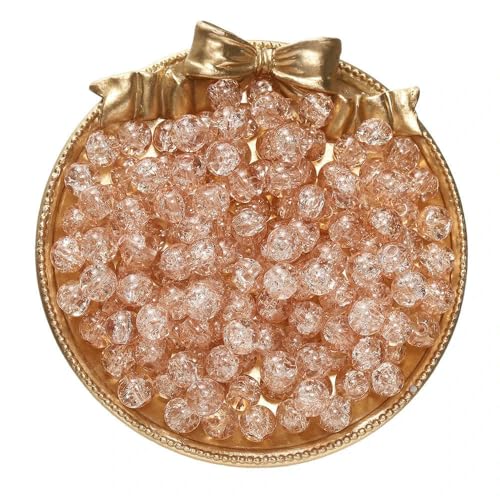 50/100 Stück 8 mm Glas-Crackle-Perlen, lose Abstandsperlen für die Schmuckherstellung, DIY, handgefertigte Ohrringe, Armbänder, Halsketten, Zubehör – Hellorange – 100 Stück von FVFIJH