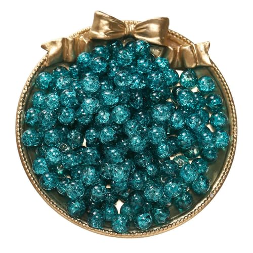 50/100 Stück 8 mm Glas-Crackle-Perlen, lose Abstandsperlen für die Schmuckherstellung, DIY, handgefertigte Ohrringe, Armbänder, Halsketten, Zubehör – Seeblau – 50 Stück von FVFIJH