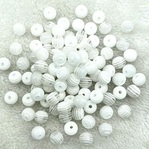 6 mm 8 mm runde transparente Harzperlen, gestreifte Abstandsperlen für die Schmuckherstellung, Kinderhandwerksabteilung, DIY-Zubehör, 12–8 mm (50 Stück) von FVFIJH