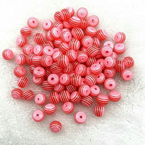 6 mm 8 mm runde transparente Harzperlen, gestreifte Abstandsperlen für die Schmuckherstellung, Kinderhandwerksabteilung, DIY-Zubehör, 13–6 mm (50 Stück) von FVFIJH