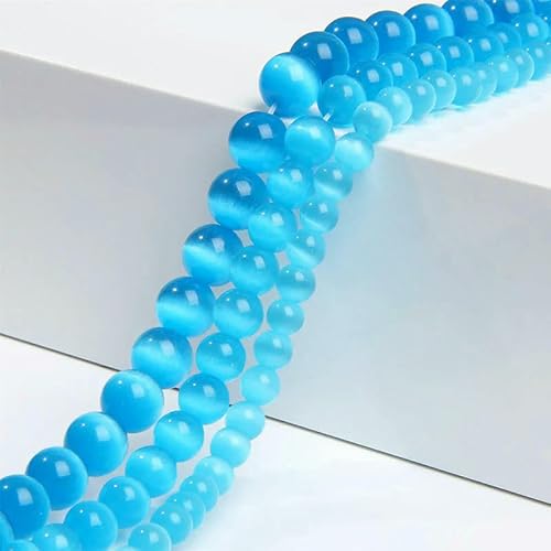 Großhandel 4/6/8/10/12 mm rosa weiß grün blau Katzenaugenperlen glatte runde Glasopal-Lose Perlen für DIY-Schmuckherstellung Zubehör-Blau-12 mm 27–30 Stück von FVFIJH