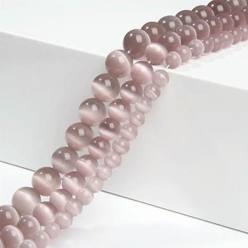 Großhandel 4/6/8/10/12 mm rosa weiß grün blau Katzenaugenperlen glatte runde Glasopal-Lose Perlen für DIY-Schmuckherstellung Zubehör-Grau-6 mm 60–63 Stück von FVFIJH