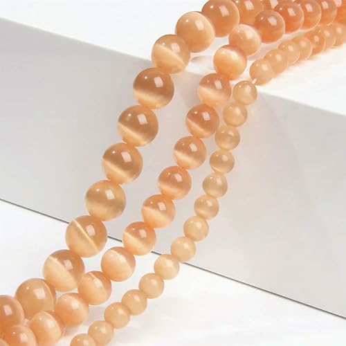 Großhandel 4/6/8/10/12 mm rosa weiß grün blau Katzenaugenperlen glatte runde Glasopal-Lose Perlen für DIY-Schmuckherstellung Zubehör-Orange-8 mm 45–48 Stück von FVFIJH
