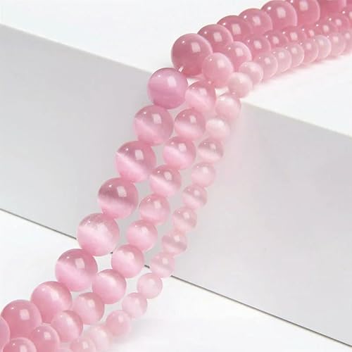 Großhandel 4/6/8/10/12 mm rosa weiß grün blau Katzenaugenperlen glatte runde Glasopal-Lose Perlen für DIY-Schmuckherstellung Zubehör-Rosa-4,0 mm 90–93 Stück von FVFIJH