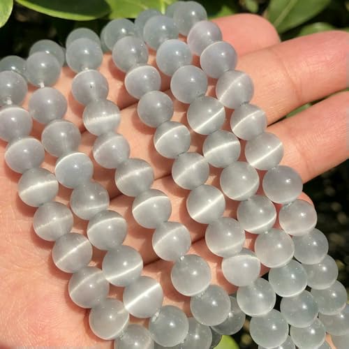 Großhandelsperlen aus weißem und rosa Katzenauge, runde Perlen, 4–12 mm, Mondstein, lose Opalperlen zum Selbermachen, 38,1 cm Strang, Silber-Champagner, 4,0 mm, 91 Stück von FVFIJH